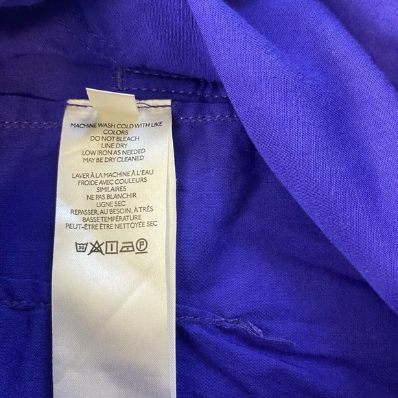 Maeve‎ Anthropologie Wide Leg Crop Pants Women's Size 28 Royal Blue Linen Blend - Picture 10 of 13